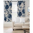 thumbnail image 2 of Navy Blue Peony Blackout Curtains for Bedroom Living Room Darkening Curtains 96 Inches Long Retro Floral Botanical Blossom Window Curtain 2 Panels Set Window Treatment Grommet Drapes 52"x96", 2 of 9
