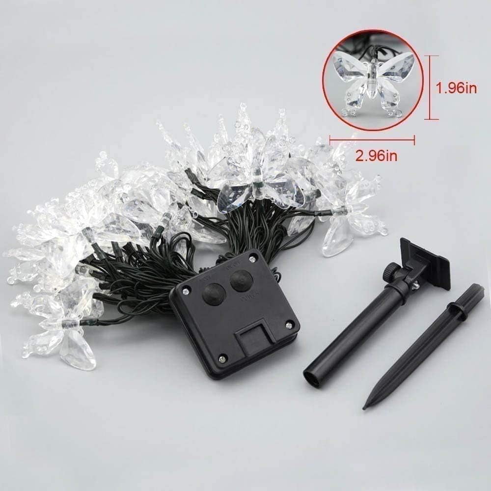 Butterfly String Lights, 5m 20LED Outdoor Solar Powered String Light 8Mode Indoor for Garden Home Wedding Party Christmas Lighting Decoration