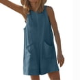 thumbnail image 5 of Jumpsuits for Women Casual Stretchy Summer Sleeveless Shortss with Pockets Outwear,Blue,2XL, 5 of 8