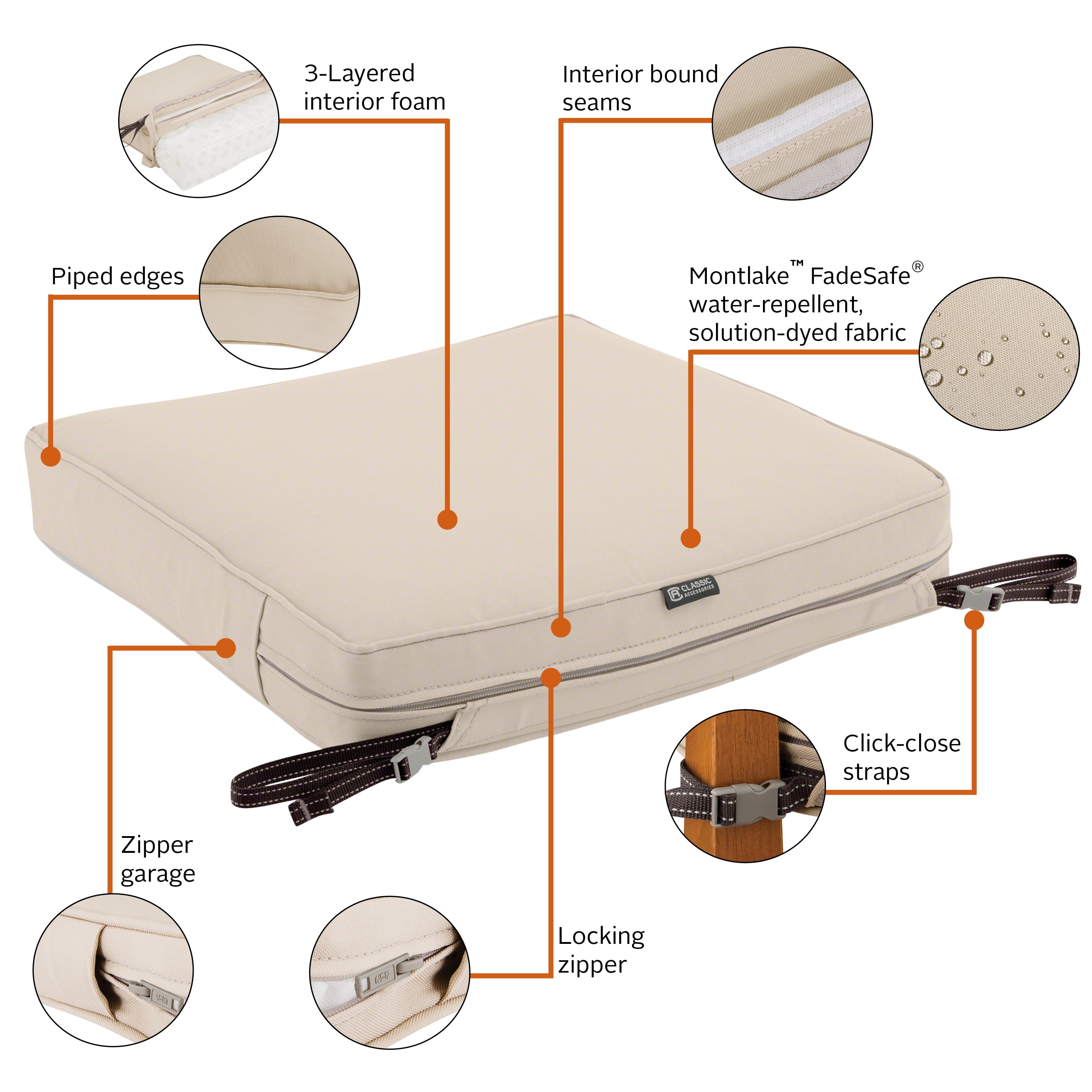Classic Accessories Montlake Kissenbezug Für Gartenbank – Wasserabweisend, UV-beständig, 104 X 45,7 Cm