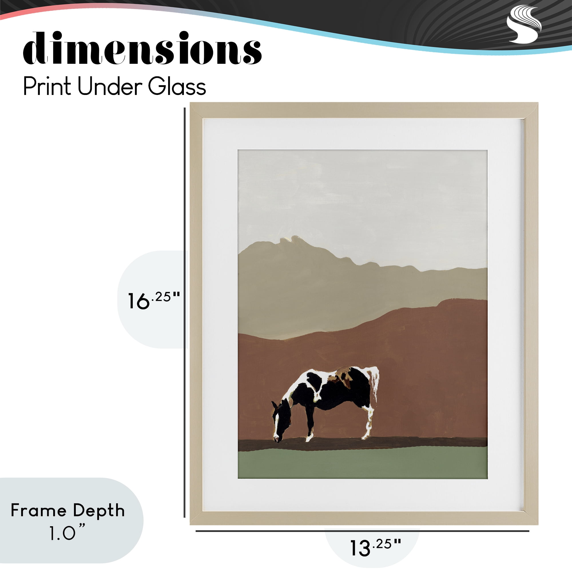 Stupell Industries Modern Mountains Horse Birch Framed Print Under Glass, design by Patricia Pinto