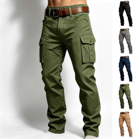 LTTVQM Mens Hiking Pants Stretchy Ripstop Lightweight Breathable Outdoor Fishing Cargo Pants with Pockets Travel Casual Work Work Pants Army Green L