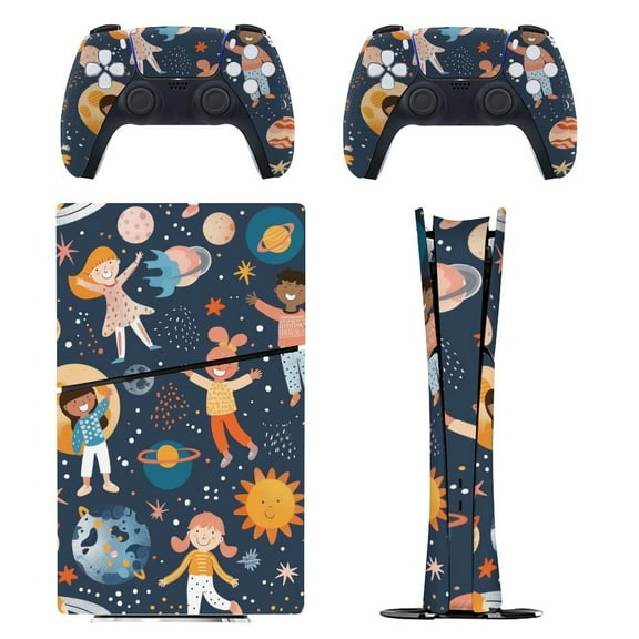 Skin Sticker for PS5 Slim Standard PS5 Pro Disc Digital Edition Console and Controllers Decals for Playstation 5 (Astronaut Planet ,PS5 Pro Standard)