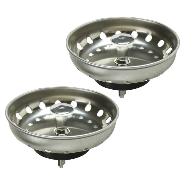 Paquete de 2 cestas de repuesto para colador de fregadero de cocina de 3-1/2 pulgadas con cuerpo de acero inoxidable 304 chapado en oro.
