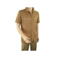 thumbnail image 6 of Mens Stacy Adams Italian Style Knit Woven Shirt Short Sleeves 3128 Cafe Brown, 6 of 7