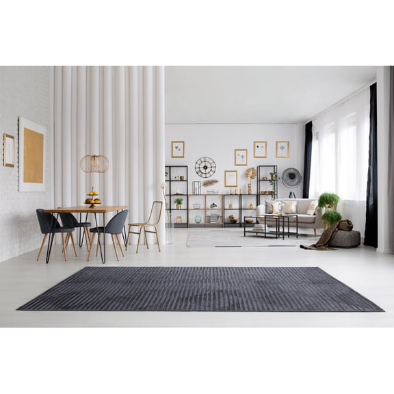 Santorini Black Black Argyle Modern Contemporary Area Rug Tapis Carpet For Living Room Bedroom Kitchen