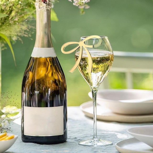Marcador de bebidas con forma de lazo, marcador de vidrio acrílico con forma de lazo, marcador de vidrio