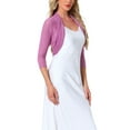 thumbnail image 4 of INSPIRE CHIC Women's Semi Sheer Tops Elegant 3/4 Sleeves Cardigan Bolero Shrug Rose Purple 2XL, 4 of 6