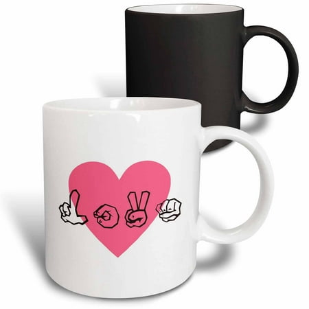

3dRose Sign Language Love With Pink Heart Magic Transforming Mug 11oz