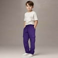 thumbnail image 7 of Frostluinai Cargo Pants for Kids Boys 3-14Y Drawstring Elastic Waist Baggy Joggers Solid Straight Leg Wide Leg Pants with Pocket, 7 of 7