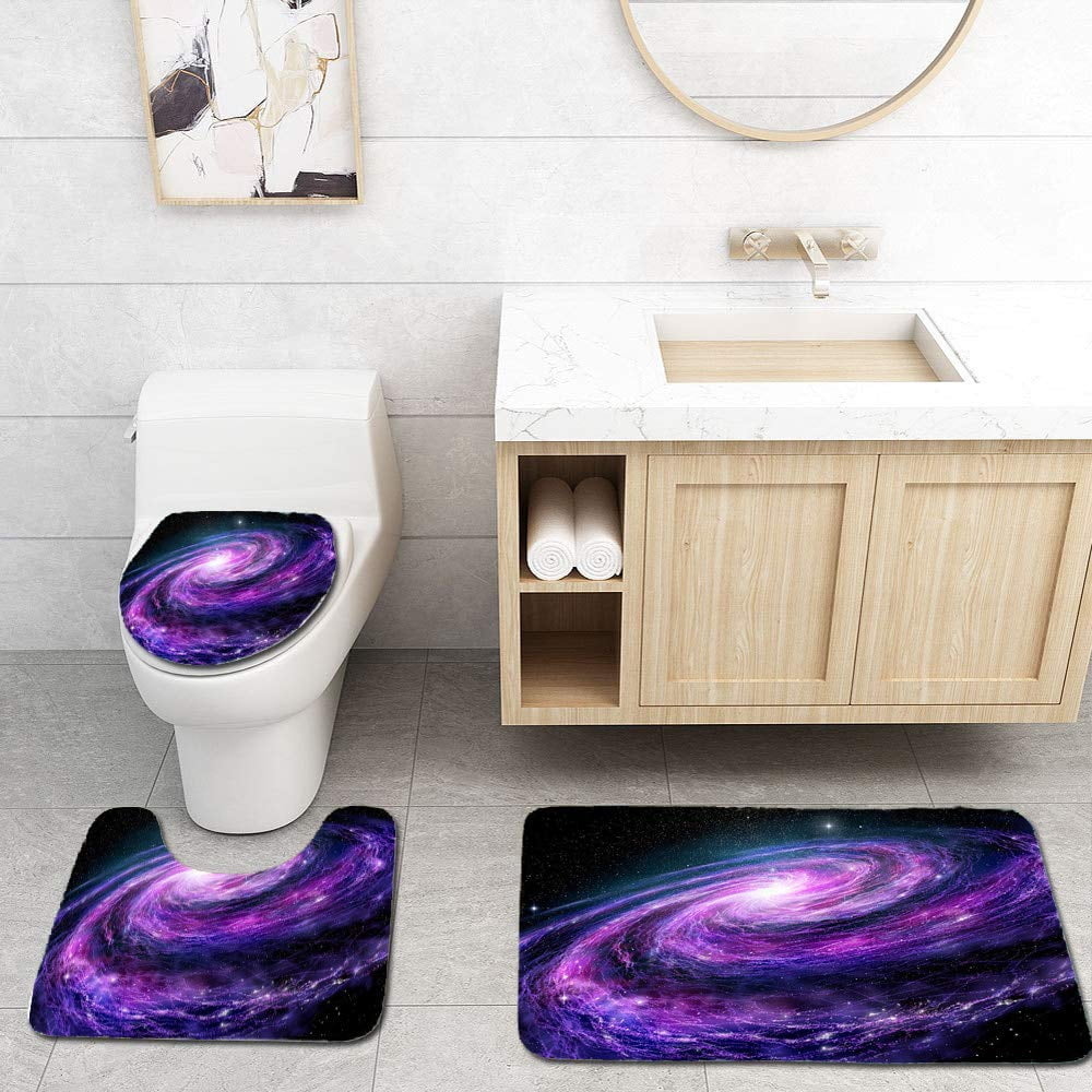 Custom Personalized Bath Shower Non-Slip Rug Door Carpet Toilet Lid Cover Set