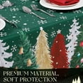 thumbnail image 6 of Christmas Rectangle Tablecloth, Green with Xmas Tree and Snowflake Printing Pattern, Modern Washable Fabric Winter Holiday Table Cover for Dining Room, Party Decor, Xmas Dinner, 60 x 120 Inch, 6 of 6