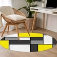 thumbnail image 4 of Modern Geometric Yellow Black Round Area Rug 4Ft Washable Circle Rugs for Bedroom Dining Room, Abstract Minimalist Blocks Non-Slip Carpet Floor Mats Indoor Outdoor Carpet Runner Aesthetic Home Decor, 4 of 8