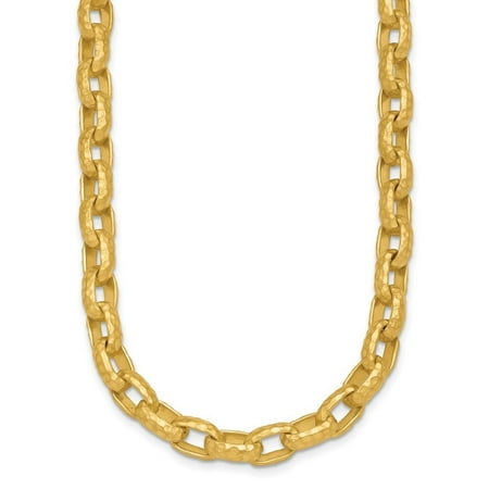 Diamond2Deal 18K Yellow Gold Hammered 8mm Solid Oval Link Necklace for Women 30"