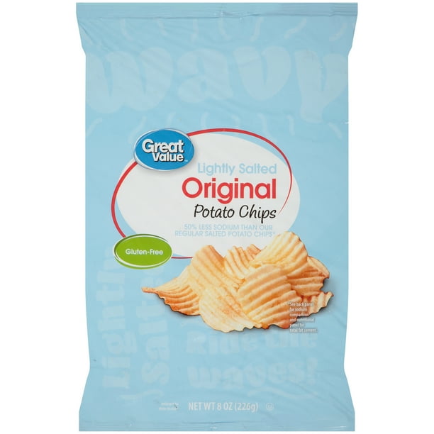 Great Value Lightly Salted Wavy Original Potato Chips, 8 oz Walmart