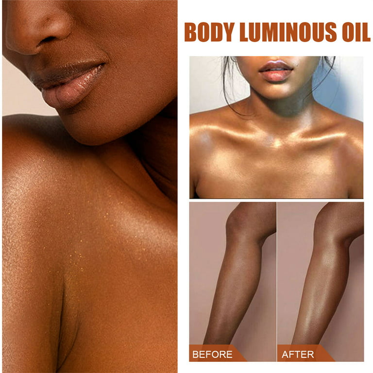 Shimmer Body Oil 2 Color Bronze Face Brighten Glow Pearl