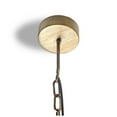thumbnail image 4 of Pemberly Row 26x23 Gold Metal White washed Wooden Bead Three Bulb Chandelier, 4 of 4