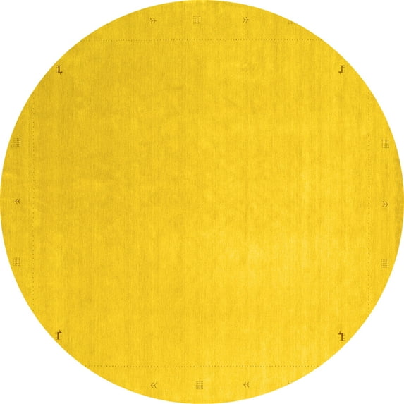 Ahgly Company Indoor Round Solid Yellow Modern Area Rugs, 6' Round