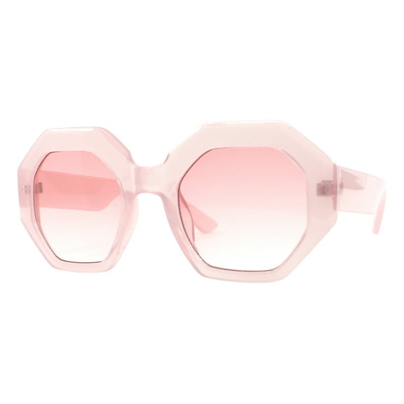 Geometric Heptagon Shape Sunglasses Women's Oversized Vintage Style UV 400 Pink