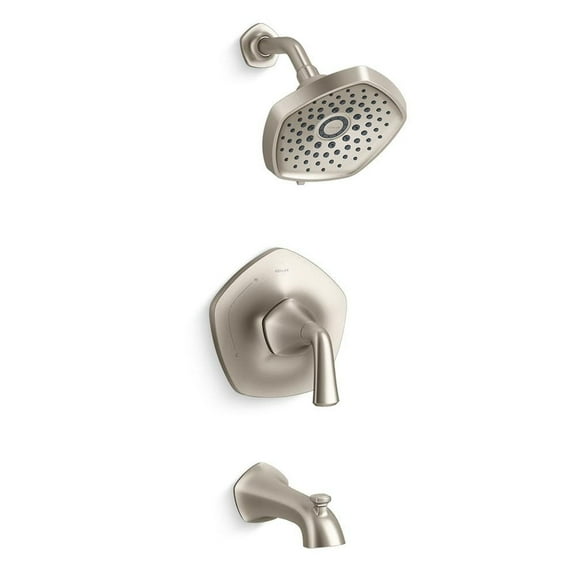 Open Box KOHLER Sundae Single-Handle 3-Spray Tub and Shower Faucet 1.75 GPM in Vibrant Brushed Nickel (Valve Included)
