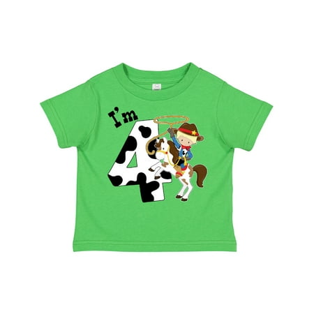 

Inktastic I m Four-cowboy Riding Horse Birthday Gift Toddler Boy Girl T-Shirt