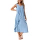 thumbnail image 4 of Vestidos de verano sin mangas para mujer INSPIRE CHIC, con escote en V, decoración de botones, vestido maxi fluido para la playa, color azul, 4 of 6
