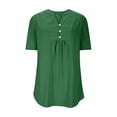 thumbnail image 5 of Agkizg Women's Solid Color Blouse V Neck Button Down Short Sleeve Loose Fitting Casual Tunic Top, 5 of 5
