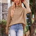 thumbnail image 2 of Clearance Women's Casual Knit Sweater Turtleneck Long Sleeve Loose Fit Classic Elegant Sweater Solid Comfy Pullover Tops, 2 of 6