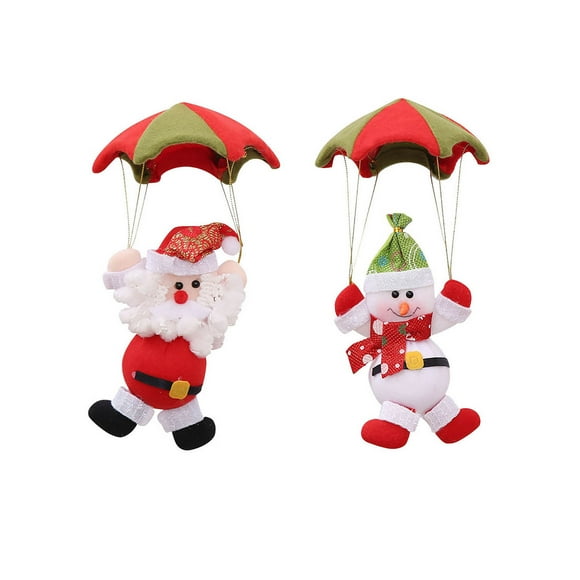 DPTALR 2pc Christmas Parachute Santa Claus Snowman Pendants Scene Decoration Pendant