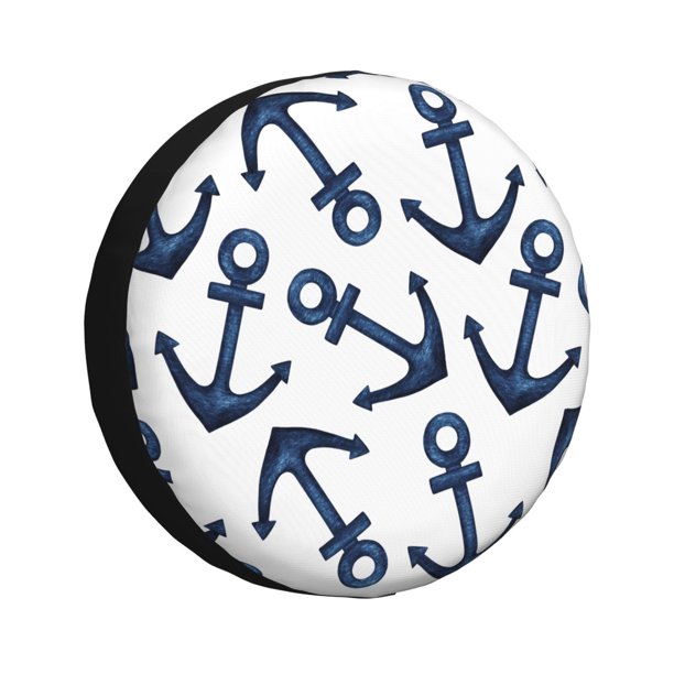 Balery Navy Blue Anchor Cubiertas para Neumáticos - Protector Resistente para Neumáticos de Camioneta, SUV, Remolque, Camper y RV-14 inch