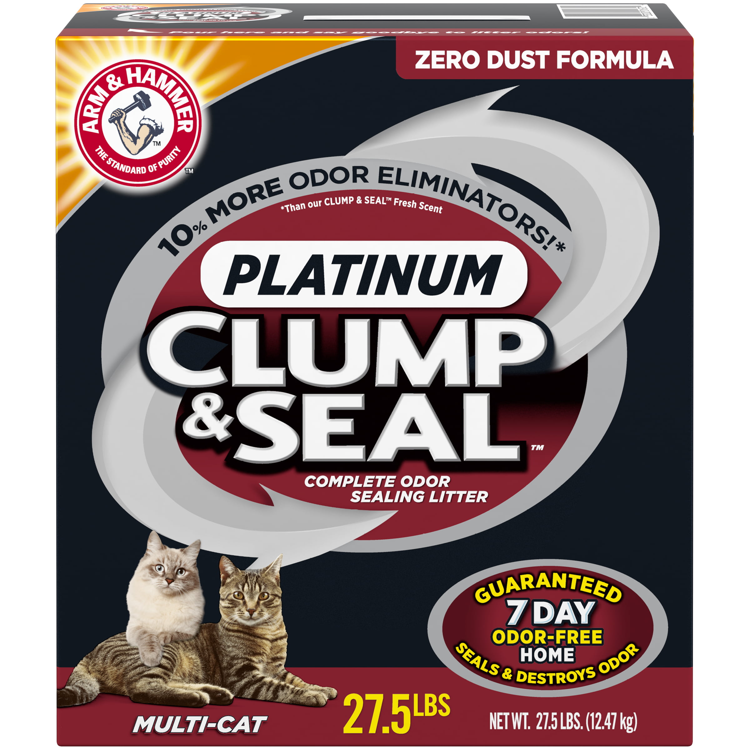 ARM & HAMMER Clump & Seal Platinum Clumping Cat Litter, MultiCat, 27