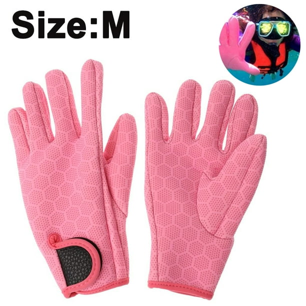 1.5mm Neoprene Diving Gloves Anti-Slip Wetsuit Gloves for Men Women Water  Gloves for Diving Snorkeling-Pink M 