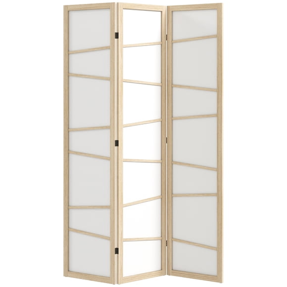 HOMCOM Paravent Pliant, Écran d'Intimité à 3 Panneaux pour Bureau à Domicile, Bois Naturel