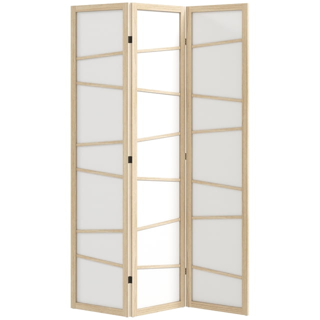 HOMCOM Folding Room Divider, 3 Panel Privacy Screen for Home Office, Natural Wood
