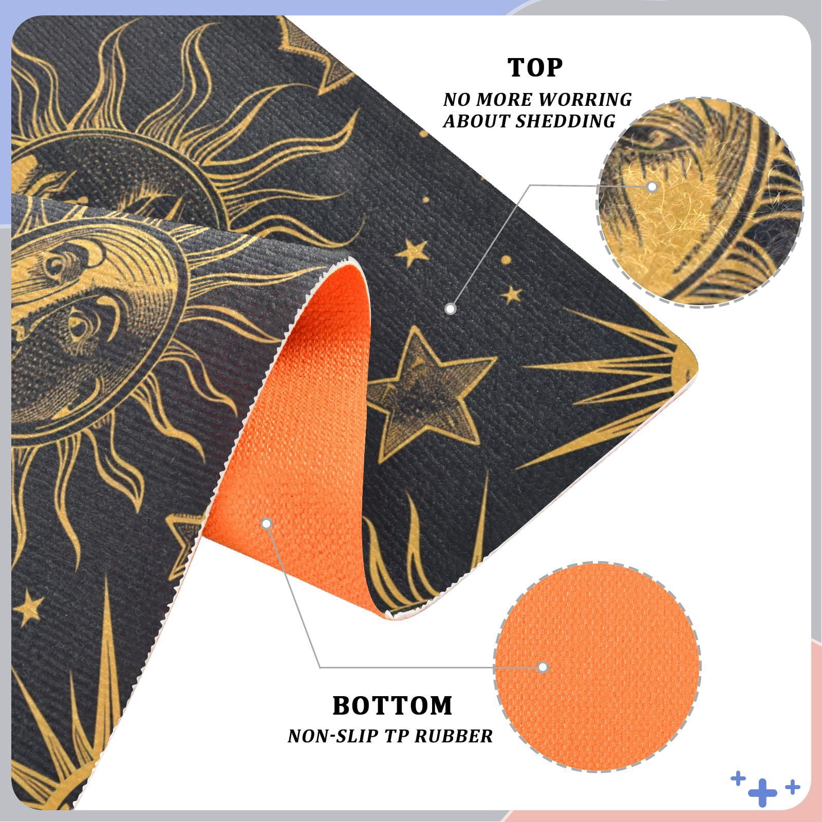 JSTEL Sun Stars Crescent Moon Front Door Mat Outside Entrance 32x20 Inch Doormat for Outdoor Indoor Washable Non Slip Floor Mats