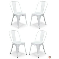 Set of 4 Tolix Style Metal Chairs, COOPER White, Sturdy, Stack-able Vintage Bar Chair, Bistro Chair, Cafe Chair, Dining... by Madison & Park