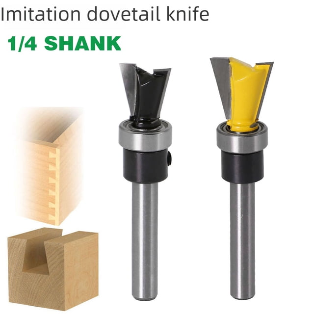 1/4 Inch Shank Bearing Guided Dovetail Router Bit, 5/8 Inch Cutting Diameter - High-Durability Woodworking Milling Cutter for CNC & Manual Carving, Precision-Engineered for Clean Cuts, Easy