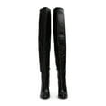 thumbnail image 3 of FSJ Women Sexy Chunky Thigh High Heel Back Lace Up Over The Knee Boots Almond Closed Toe Side Zipper Boots Wide Calf Dress Shoes Size 11 Black, 3 of 4