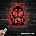 thumbnail image 2 of Craftnamesign Wolf In Forest Metal Wall Art LED Light, Wolf Moon Sign, Wolf Wall Decor, 2 of 5