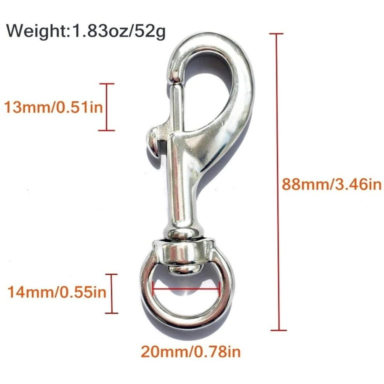 Stainless Steel 316 Marine Grade Scuba Diving Clip Swivel Eye Bolt Snap,  Snap Bolt Trigger Chain Clip, Single Ended Trigger Clasp Pet Buckle, 68mm