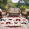 thumbnail image 5 of Valentine's Day Washable Round Area Rug 5 ft, Love Bird Branch Red Heart Plaid, Soft Non Slip Rugs Stain Repellent Indoor Felt Carpet for Living Dining Room Bedroom Home Office, 5 of 9