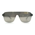 thumbnail image 4 of Color Mirror Shield Flat Top Racer Rimless Horn Rim Plastic Sunglasses Clear - Silver Mirror, 4 of 8