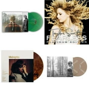 Taylor Swift - Evermore (Translucent Green Vinyl/2LP) & Fearless Platinum Edition & Midnights (X) (Mahogany Color LP Vinyl) & Folklore (X) (Beige Vinyl/2LP)
