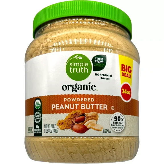 Simple Truth Organic Powdered Peanut Butter 90% Less Fat High Protein 1.5lb Bulk