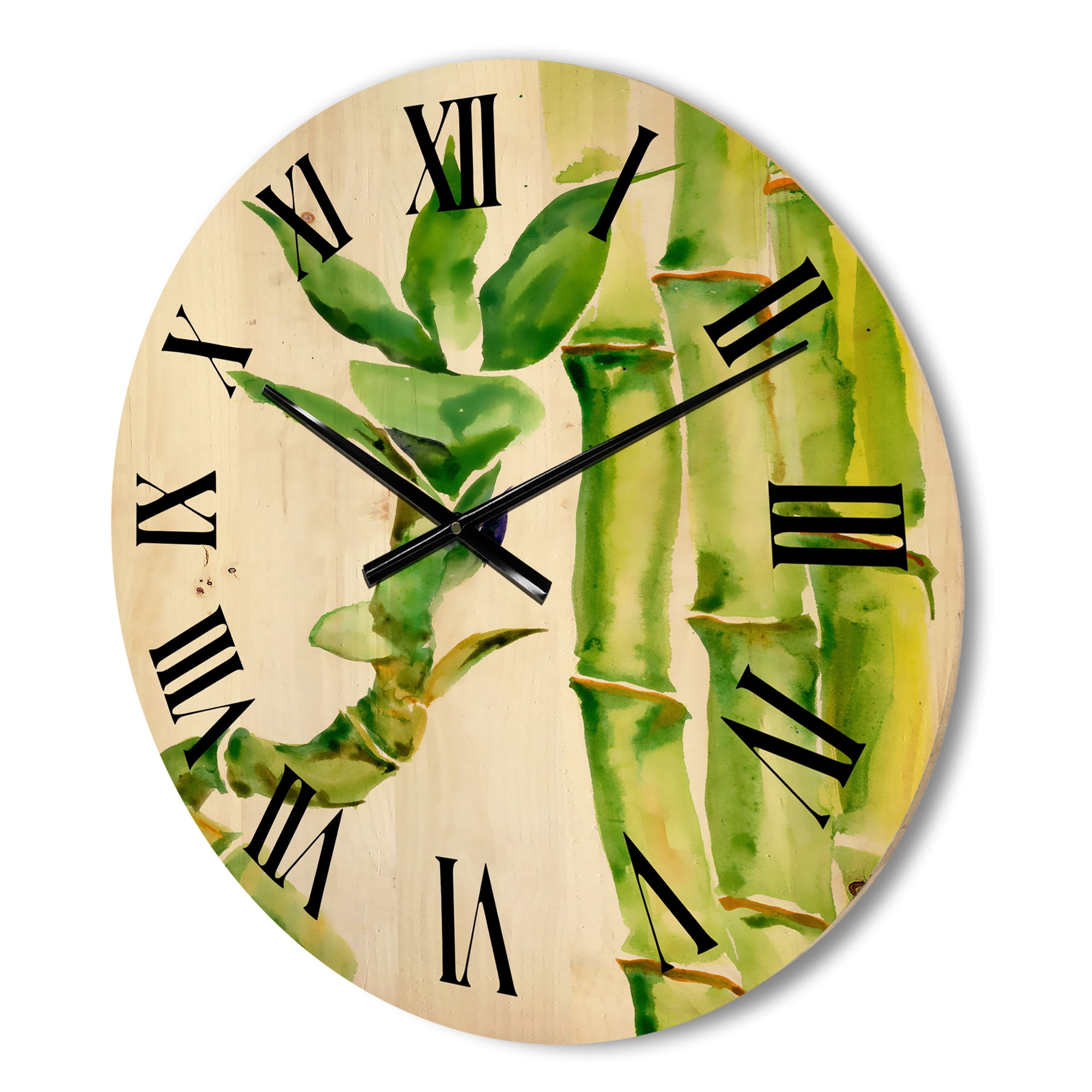 Designart 'The Forest of Bamboo Branches VI' Tropical Wood Wall Clock