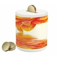 thumbnail image 1 of Flower Piggy Bank, Sun Flora Reflection on the Water in a Rainy Day Leaves in a Water River Photo, Ceramic Coin Bank Money Box for Cash Saving, 3.6" X 3.2", Orange, by Ambesonne, 1 of 4