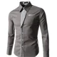 thumbnail image 3 of Camisas para hombre elegantes con botones, manga larga, camisa roja para hombre, camisa de negocios con mangas, ropa popular coreana, cuello ajustado, estilo I, 3 of 4