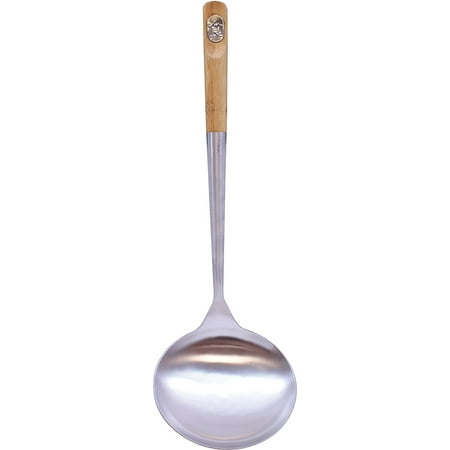 Tablecraft Stainless Steel Spoon 32410 Wok Spoon with Bamboo Handles, 16