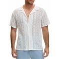 thumbnail image 5 of INSPIRE CHIC Mesh Shirt for Men's Camp Collar Short Sleeve Button Down Party See Through Shirts S Bright White, 5 of 6