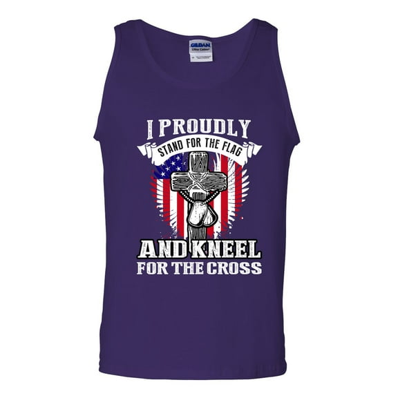 I Proudly Stand For The Flag And Kneel For The Cross DT Adult Tank Top
